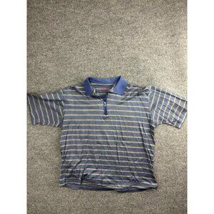 In Fiamme Polo Shirt Mens Medium Blue Yellow Striped Half Zip Made Italy Cotton